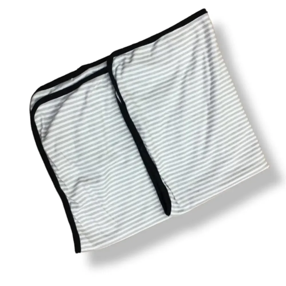 Baby Gear Gray White‎ Striped Blanket Black Trim